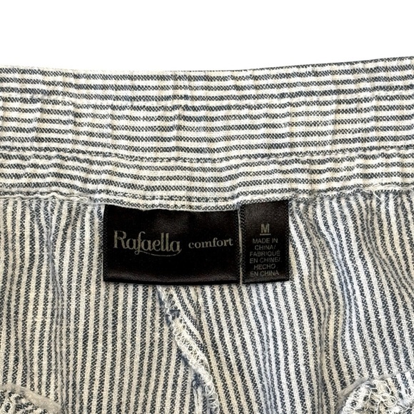 Rafaella Linen Wide Leg Striped Casual Pants. Blue & White Size M #1464 - Picture 4 of 6